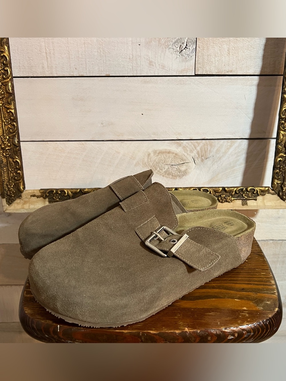 Project Cloud Taupe Suede Slip-On Mule with Buckle - Picture 2 of 4